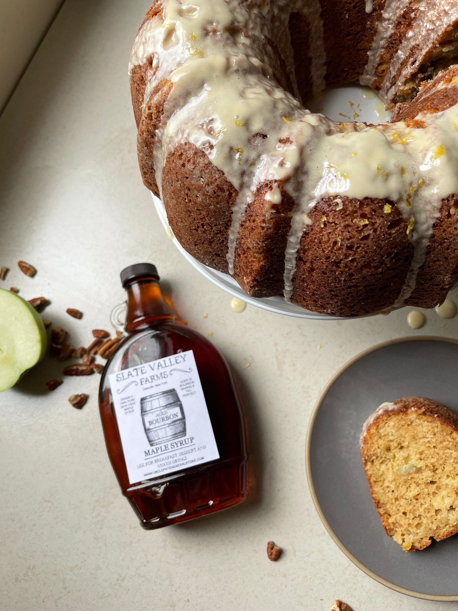 MAPLE BOURBON APPLE CAKE